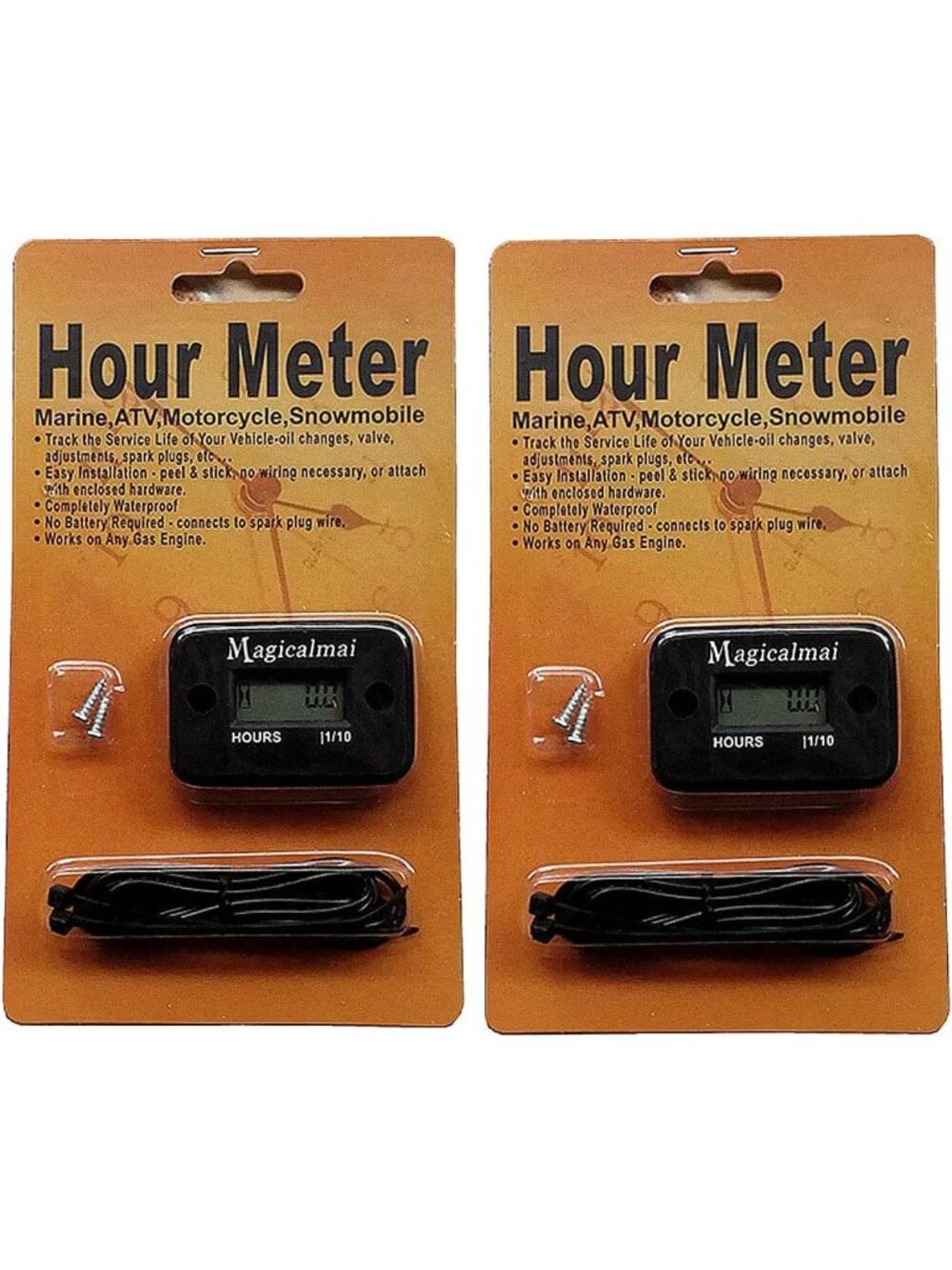 Inductive Hour Meter for Lawn Mower & Generator - 2 Pack, Durable & Accurate